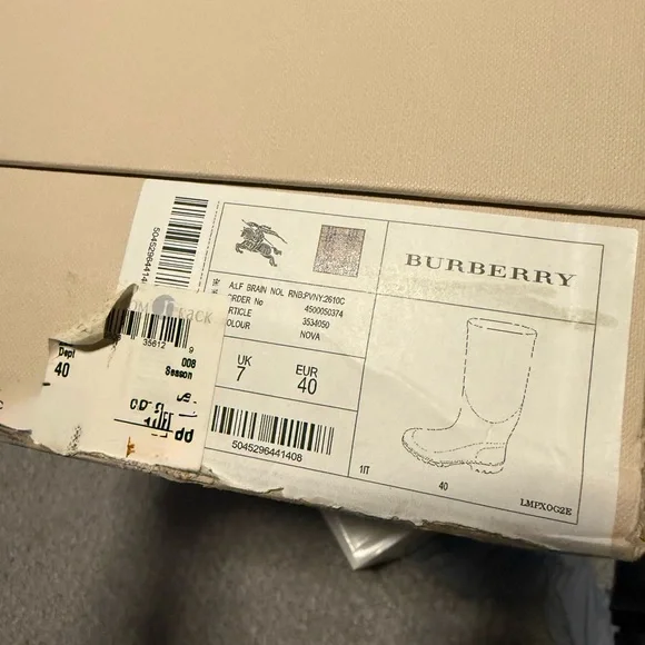 Burberry Tan and Black Very pretty Patterned Women's Rain Boots - Picture 2 of 10